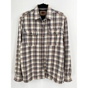 Vintage Boston Traders Shacket Mens Large Plaid Flannel Button Up Fleece Lined